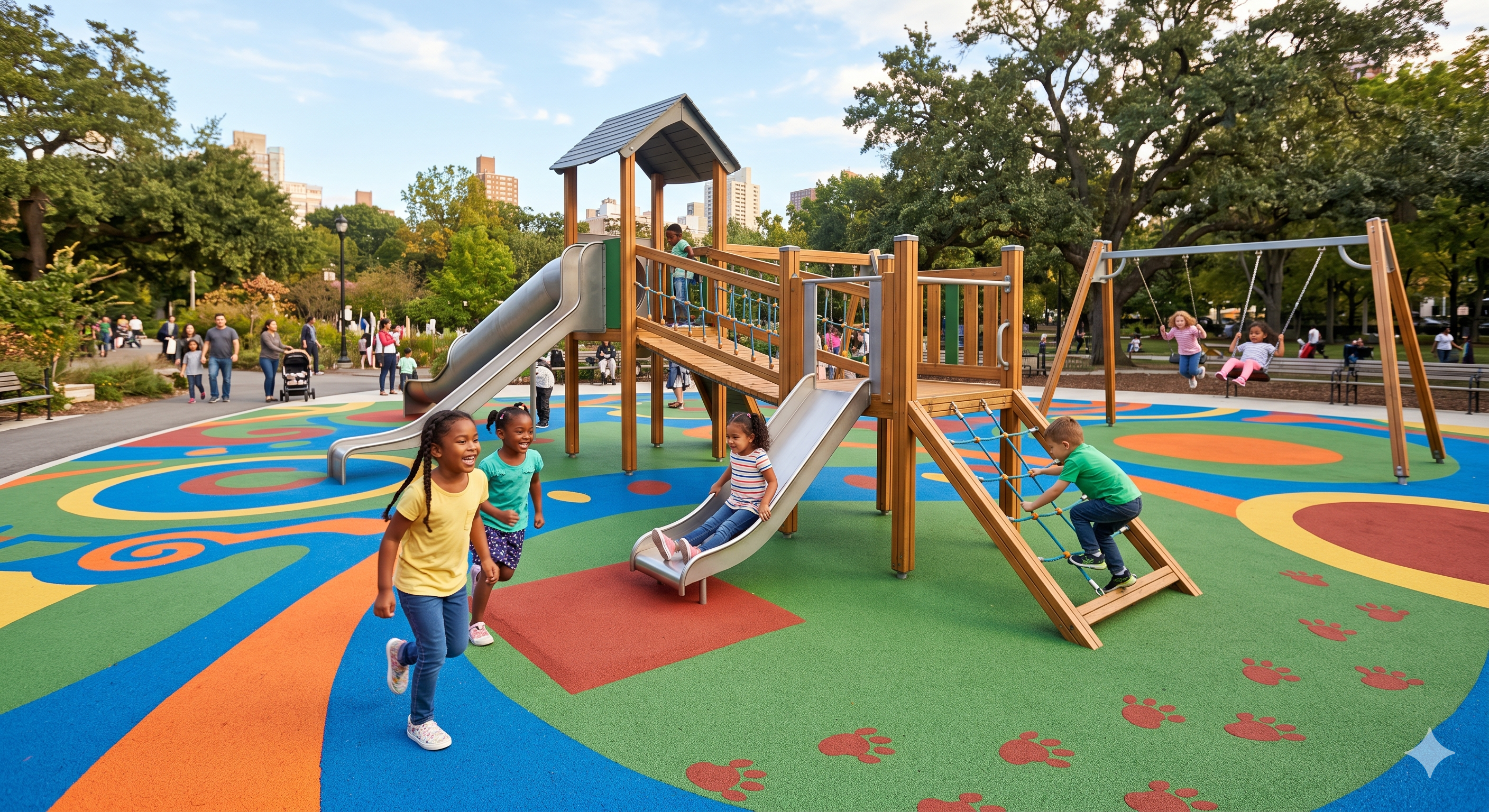 Playground com piso monolítico EPDM